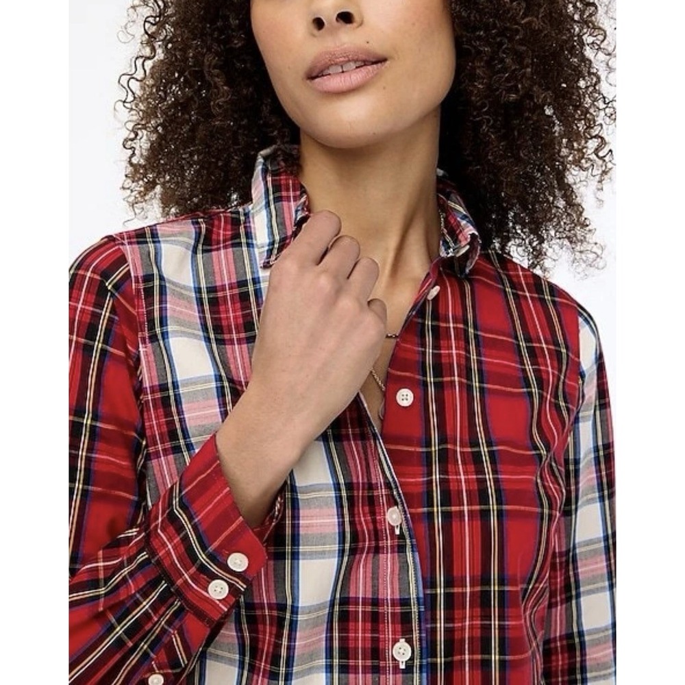 Classic Plaid Button-Up Tailored Preppy Look Timeless Pattern J Crew Women's 2